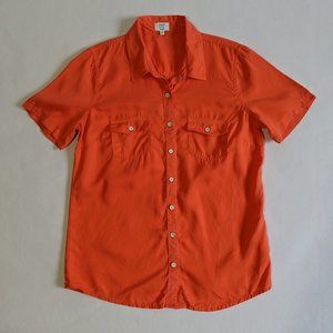 Crown & Ivy Beach Shirt Orange ButtonUp Size Small